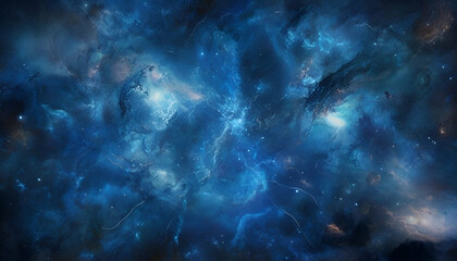 Fototapeta premium Tranquil Cosmic Blue Universe With Swirling Galaxies And Stars