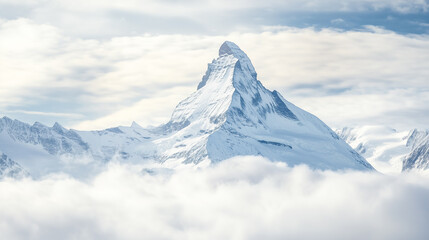 winter mountain landscape with clouds
