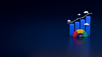 Bar graph Speedometer, Business concept