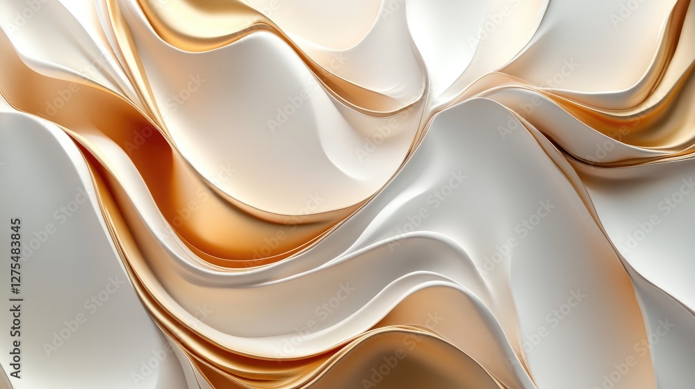 Poster Fluid 3D shapes with metallic finishes and gradient colors create a mesmerizing abstract design full of movement and modern appeal