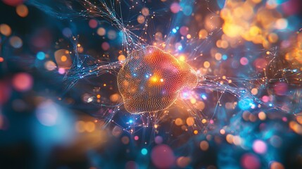 Neural Cyber Brain in Quantum Computing and AI Technology Concept