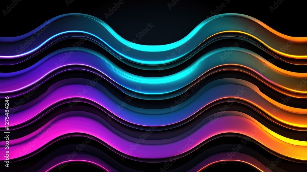 Aufkleber vibrant wavy patterns abstract digital art modern design colorful environment creative viewpoint vis