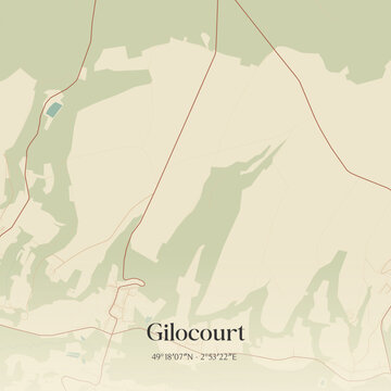 Vintage map of Gilocourt, France.