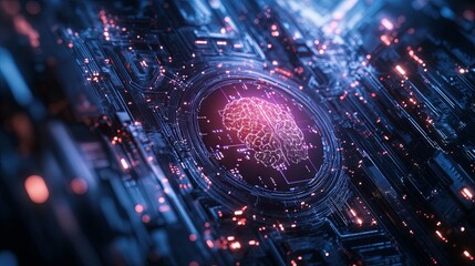 Neural Cyber Brain in Quantum Computing and AI Technology Concept