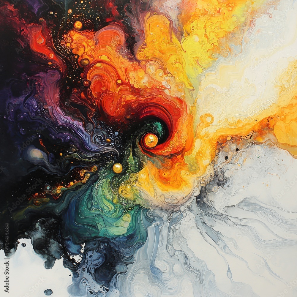 Poster abstract swirling pattern with bold colors representing creativity and concepts in artistry and imag