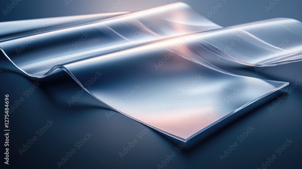 Poster Futuristic layered 3D background with transparent shapes and glowing edges, creating a sleek, tech-inspired design full of depth and complexity