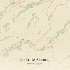 Obraz premium Vintage map of Giou-de-Mamou, France.