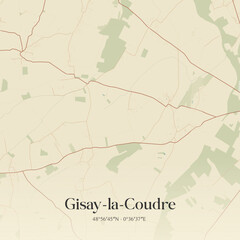 Vintage map of Gisay-la-Coudre, France.