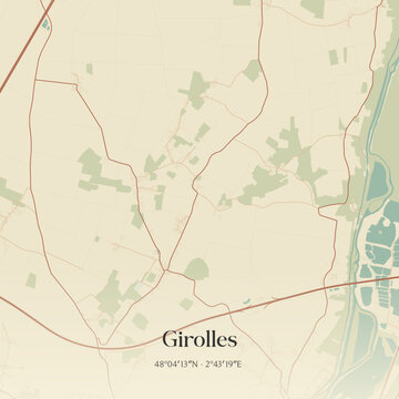Vintage map of Girolles, France.