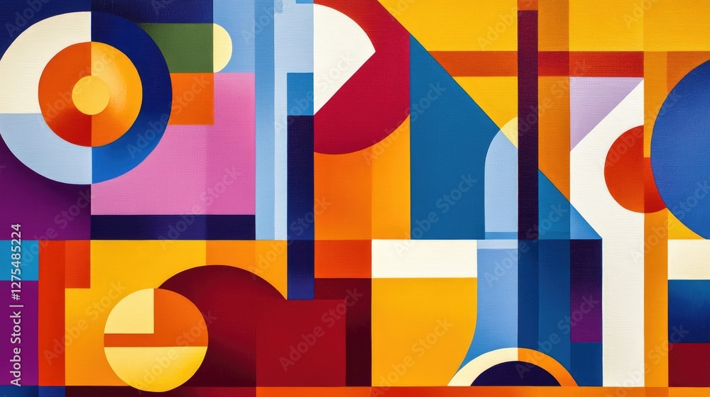 Aufkleber Geometric shapes and angular reflections in vibrant colors, creating a bold and modern background with a dynamic, energetic composition