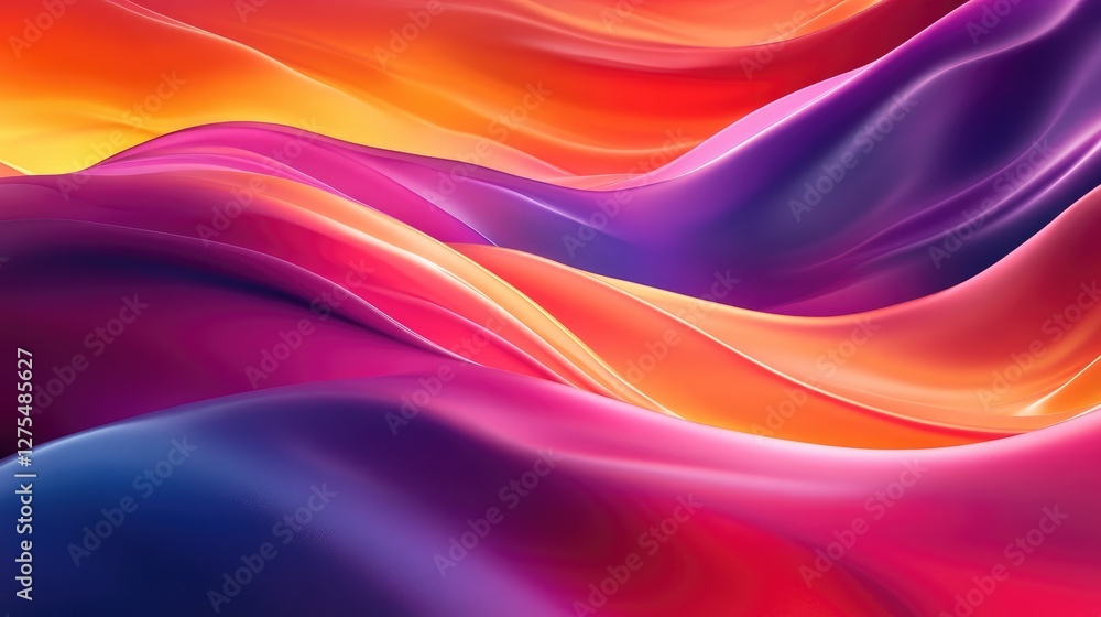 Poster Glossy, vibrant waves of color create an abstract pattern, flowing together in a seamless, visually stunning composition