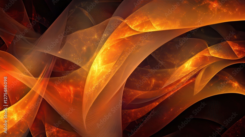 Aufkleber abstract flowing waves with fiery hues and ethereal patterns