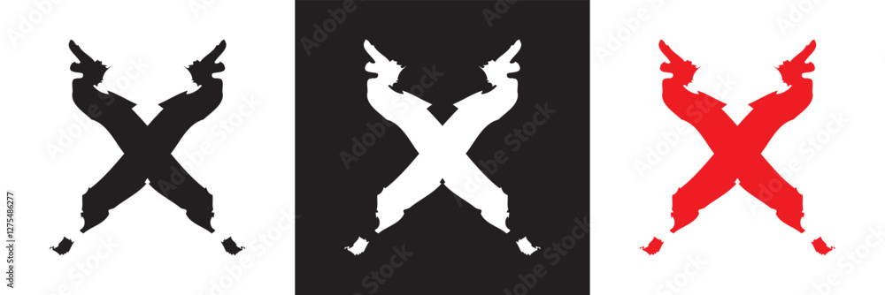 Poster ink wrong signs icon. paint brush stroke crosses. hand-painted wrong icons. no button for checkbox v