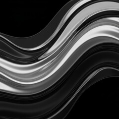 Obraz premium A smooth, liquid metallic surface in silver and black, rippling dynamically.