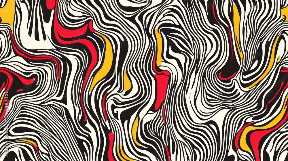 Poster Intertwined lines in an abstract pattern, creating a sense of movement and complexity, forming a visually engaging and energetic design