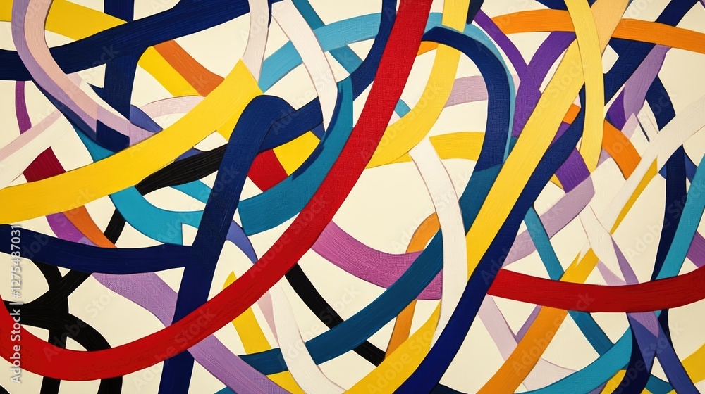 Fototapete Intertwined lines in an abstract pattern, creating a sense of movement and complexity, forming a visually engaging and energetic design