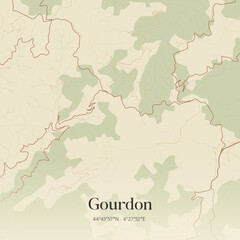 Obraz premium Vintage map of Gourdon, France.