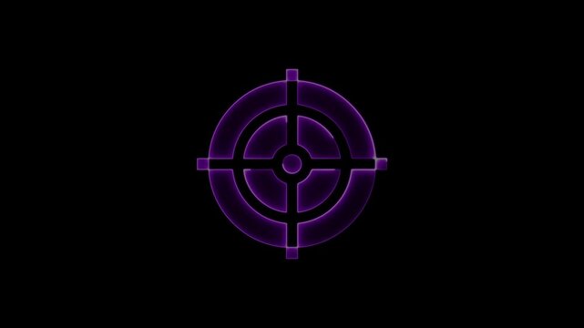 Animated shooting rang motion graphics. Colorful outline concept icon. Neon bullseye target 4k video footage.