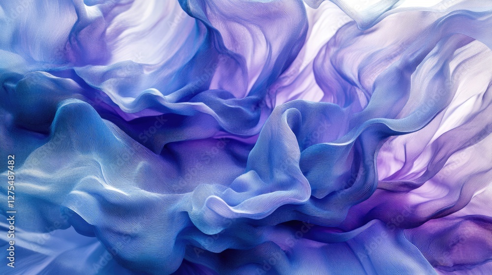 Aufkleber mesmerizing 3d waves in blues and purples, symbolizing the cutting-edge future of technology through