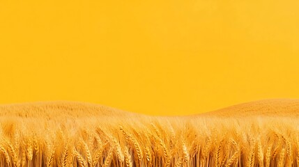 Vibrant Golden Wheat Field Under a Deep Yellow Sky Creating a Warm Atmosphere