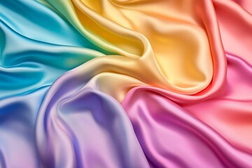 Obraz premium Rainbow silk fabric drapes, studio shot, textured background, design
