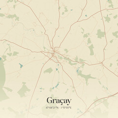 Obraz premium Vintage map of Graçay, France.