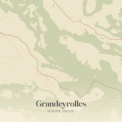 Obraz premium Vintage map of Grandeyrolles, France.