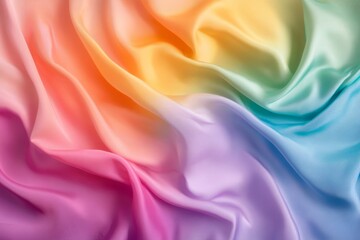 Fototapeta premium Rainbow fabric draped, pastel ombre, soft texture, studio shot, textile design