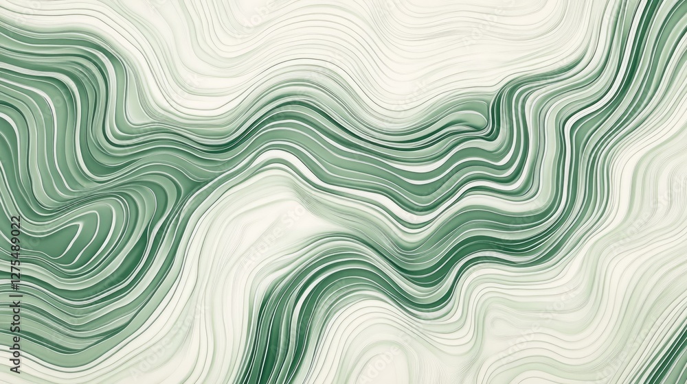 Poster organic green lines intertwining in an abstract wallpaper, creating a harmonious flow and natural pa