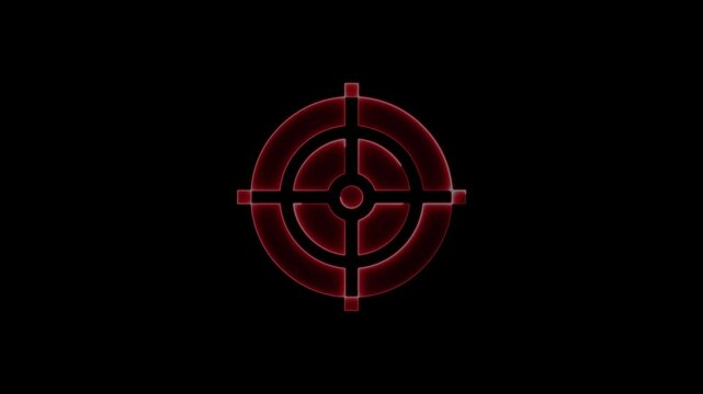 Animated shooting rang motion graphics. Colorful outline concept icon. Neon bullseye target 4k video footage.
