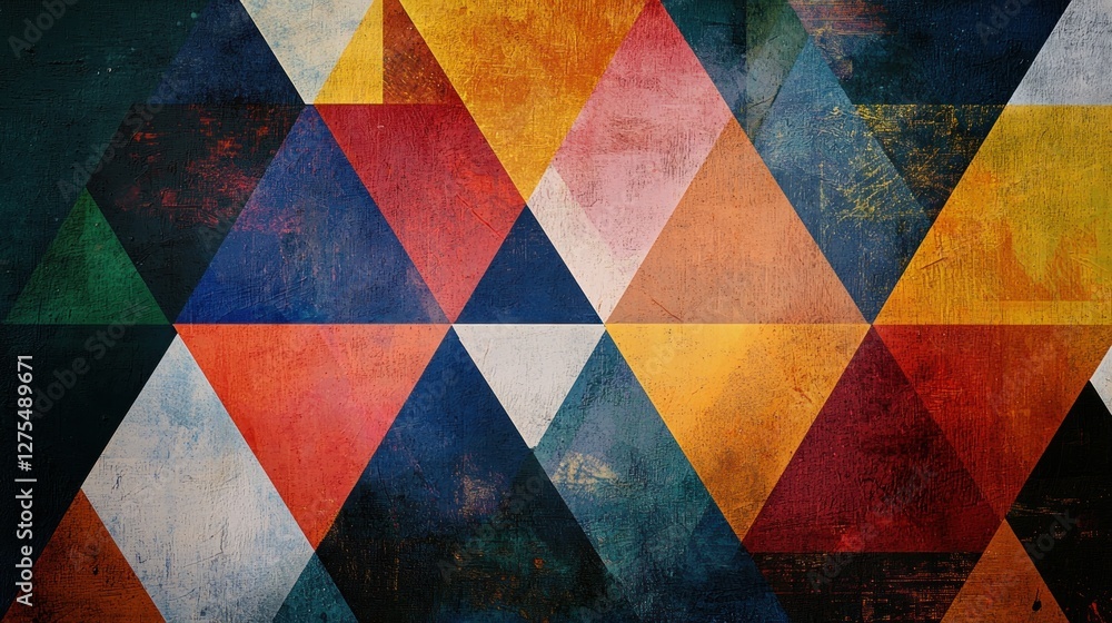 Poster abstract geometric triangle mosaic: a symphony of color and texture