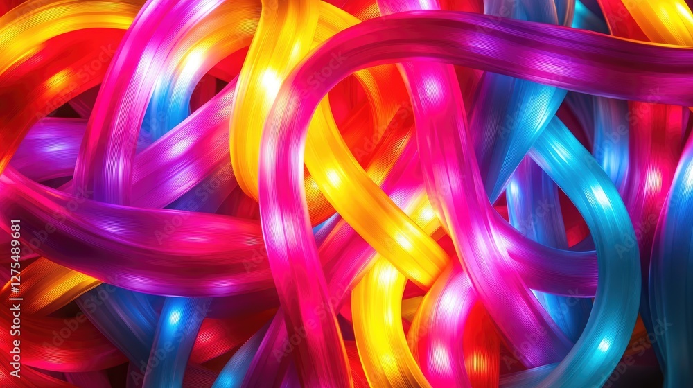 Poster streams of vibrant light weaving together, creating an energetic and colorful representation of team