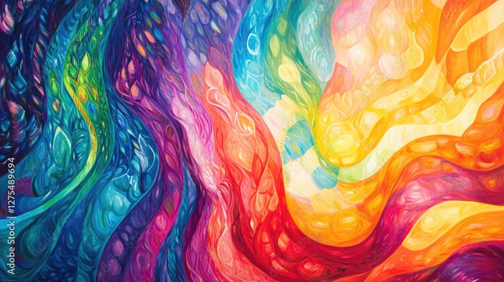 Poster streams of vibrant light weaving together, creating an energetic and colorful representation of team