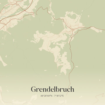 Vintage map of Grendelbruch, France.