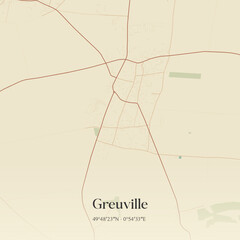 Vintage map of Greuville, France.