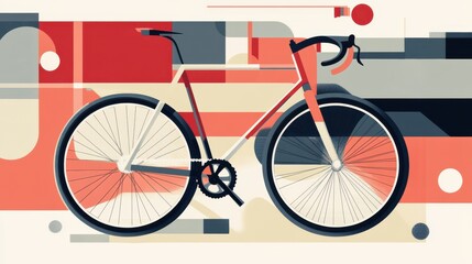 Fototapeta premium Abstract Illustration of a Bicycle in Bold Colors and Shapes