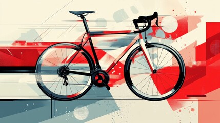 Fototapeta premium Dynamic Abstract Illustration of a Racing Bicycle in Bold Colors