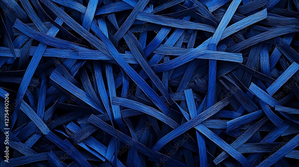Poster Blue woven pattern of abstract ribbons, creating a background design for digital or print usage