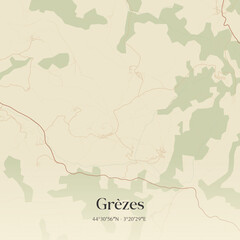 Obraz premium Vintage map of Grèzes, France.