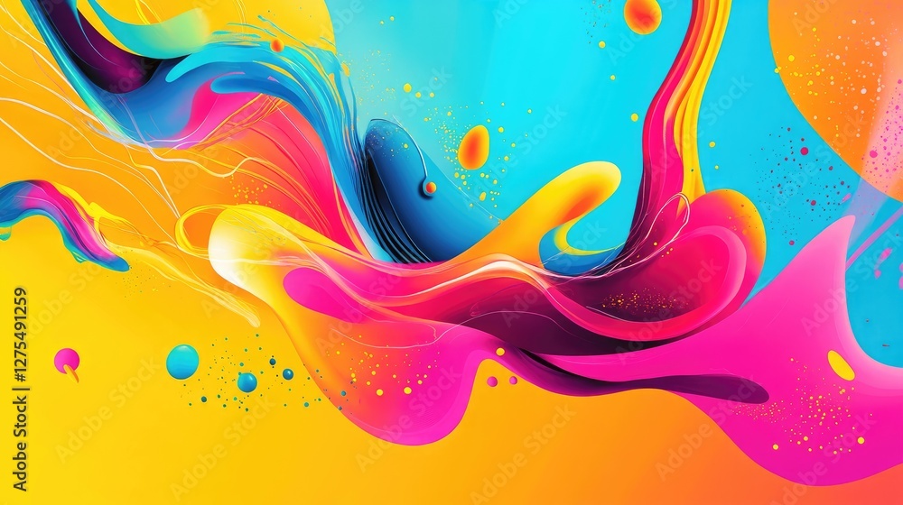 Aufkleber vibrant color explosion in abstract patterns, visually expressing the high-energy beat and rhythm of