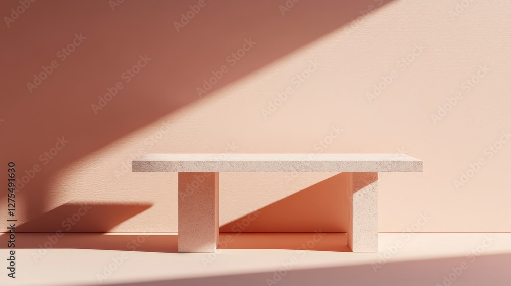 Poster minimalist table design with soft shadows and neutral background