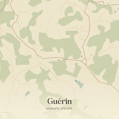 Vintage map of Guérin, France.