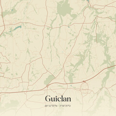 Fototapeta premium Vintage map of Guiclan, France.