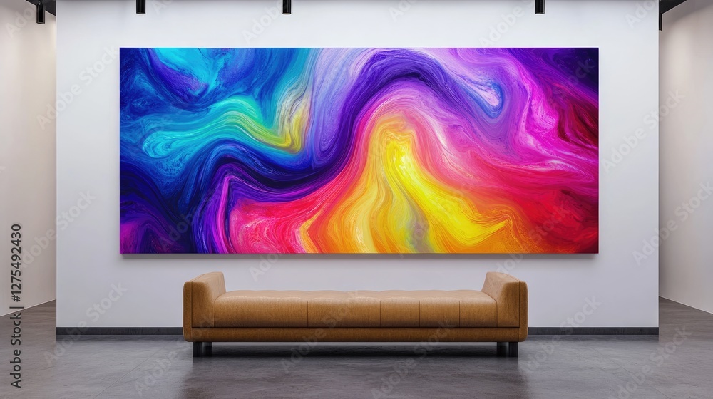 Aufkleber Vibrant swirling fluid art with colors merging and flowing together in an abstract design, creating a striking and mesmerizing canvas composition