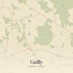 Fototapeta premium Vintage map of Guilly, France.