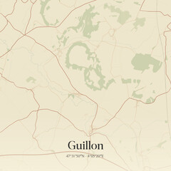 Vintage map of Guillon, France.