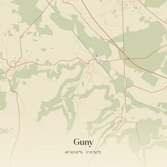 Obraz premium Vintage map of Guny, France.
