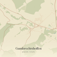 Obraz premium Vintage map of Gumbrechtshoffen, France.