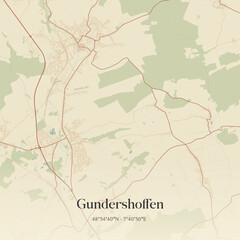 Obraz premium Vintage map of Gundershoffen, France.