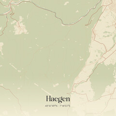 Obraz premium Vintage map of Haegen, France.